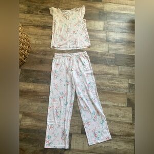 Charter Club Pink Floral Ruffle-Sleeve Pajama Set